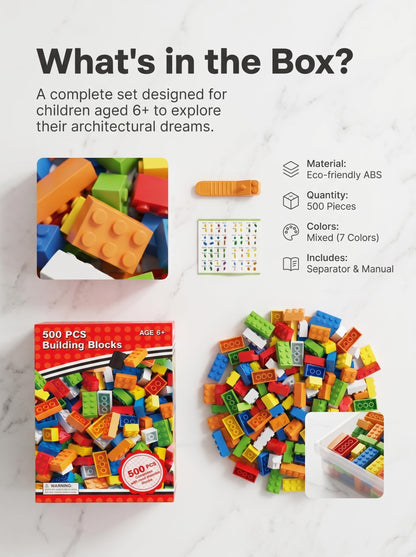 500PCS City Series Building Bricks - DIY Construction Toy for Beginners