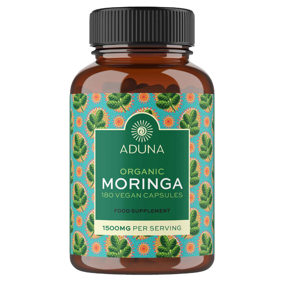 Aduna Organic Moringa Capsules 1500mg - 100% Pure Moringa Leaf for Energy, Immunity & Focus - Natural Plant-Based Food Supplement for Tiredness, Recovery & Breastfeeding - 180 Vegan Capsules