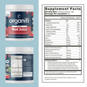Organifi Red Juice - Energy Powder Reduces Afternoon Crashes and Boosts Digestion and Immune System, 30 Servings