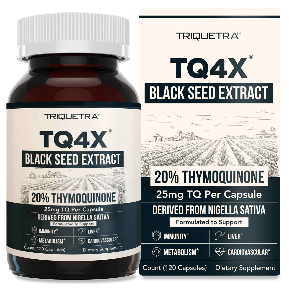 20% Thymoquinone Black Seed Oil Extract Capsules - TQ-Advanced 4X: Potent Thymoquinone Concentration Available - 60:1 Concentrate from Nigella Sativa, Raw Form, Vegan, Glass Bottle (120 Capsules)
