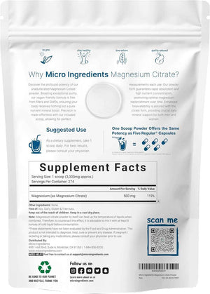 Magnesium Citrate Powder, 2lbs - Unflavored Magnesium Supplement - Relaxation and Nutrient Utilization - Easily Absorbed Formula - Non-GMO, Vegan, Gluten Free