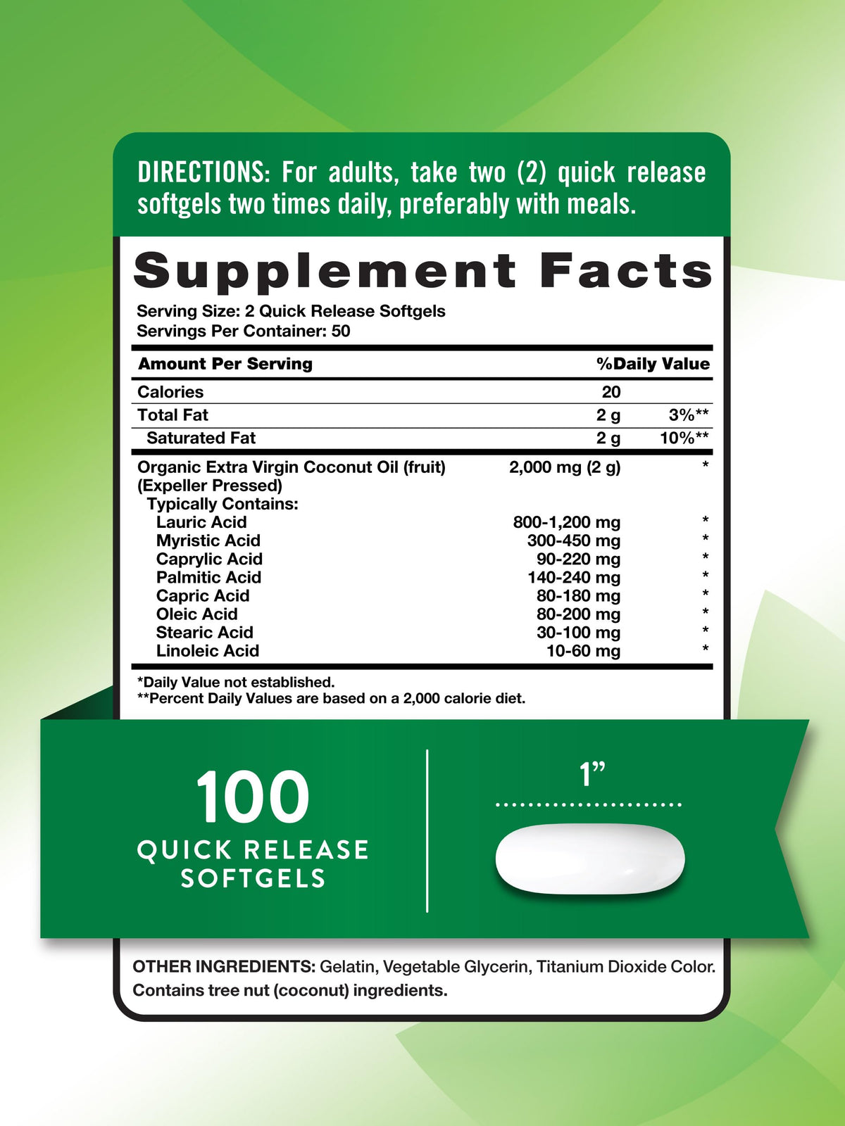 Nature's Truth Coconut Oil Supplement | 100 Softgels