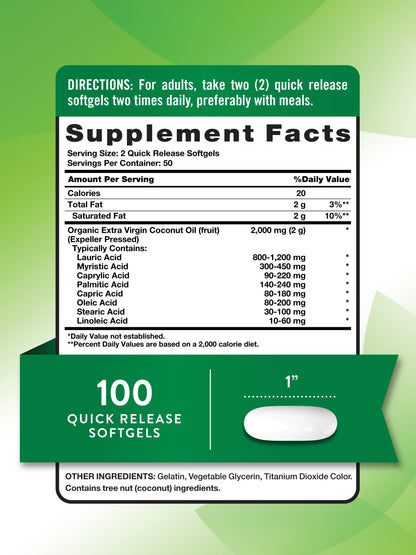 Nature's Truth Coconut Oil Supplement | 100 Softgels