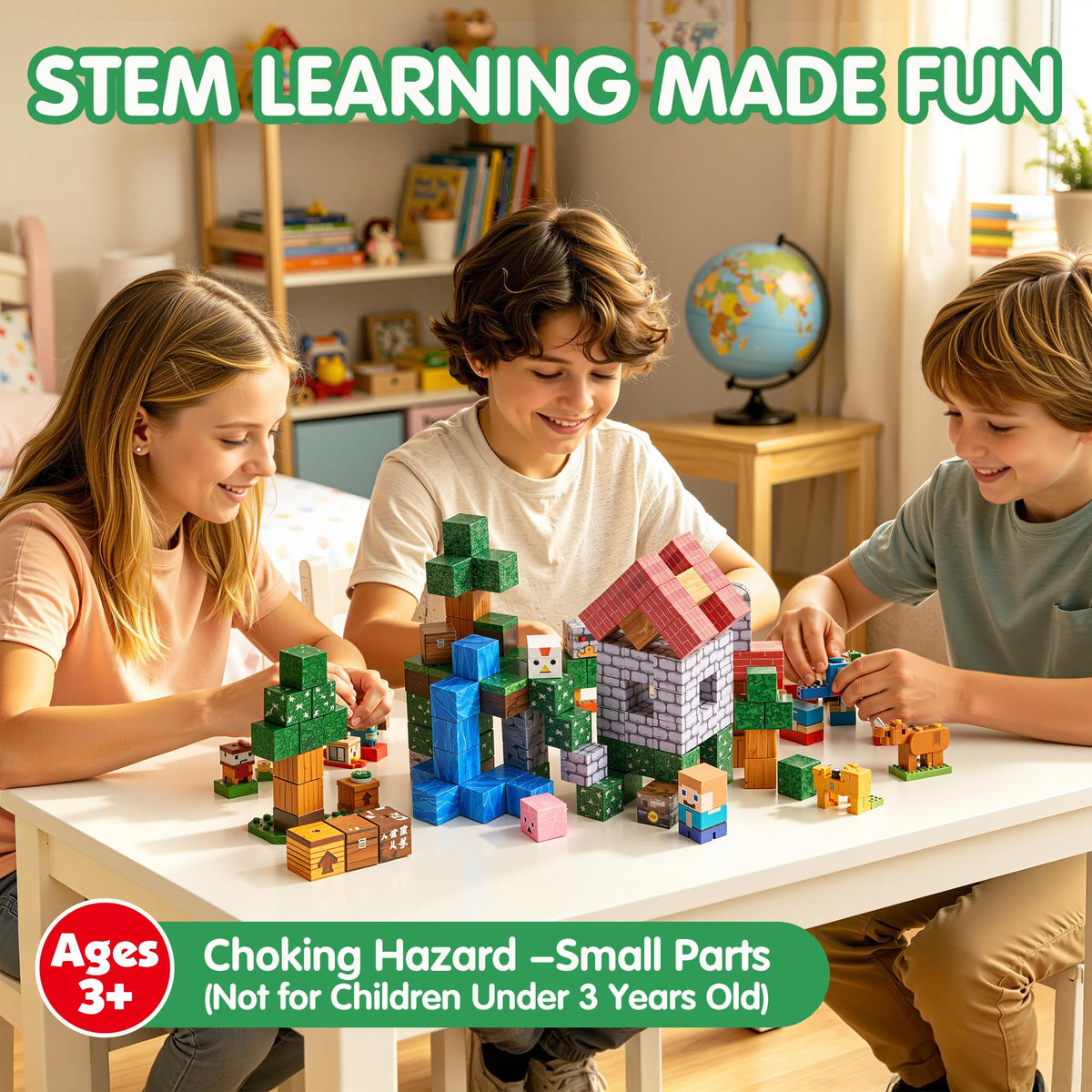 CAPAKIDDO 100 Pcs Animal Forest Magnetic Building Blocks