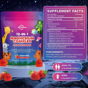 Magnesium Complex Gummies for Kids Adults Magnesium Supplements Sugar Free Strawberry Flavor