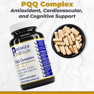 Premier Research Labs Premier PQQ Complex with CoQ10 - Coenzyme Q10, Co Q 10 Supplement with Pyrroloquinoline Quinone (PQQ) for Antioxidant, Brain & Heart Support - 60 Vegetarian Capsules Premier Research LabsBuy Supplements Australia