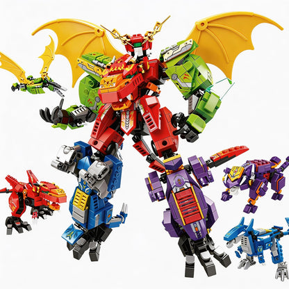 4-in-1 Dino Mecha Kit, Transform Robot Toy Gift for Boys Kids 8+, 904PCS