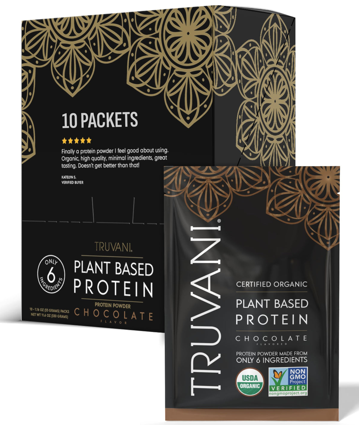 Truvani Organic Plant Based Protein Powder - Strawberry - 10 Servings - Vegan - 20g Pea Protein - Single Serving Travel Packets - Keto - Gluten & Dairy Free - Low Carb