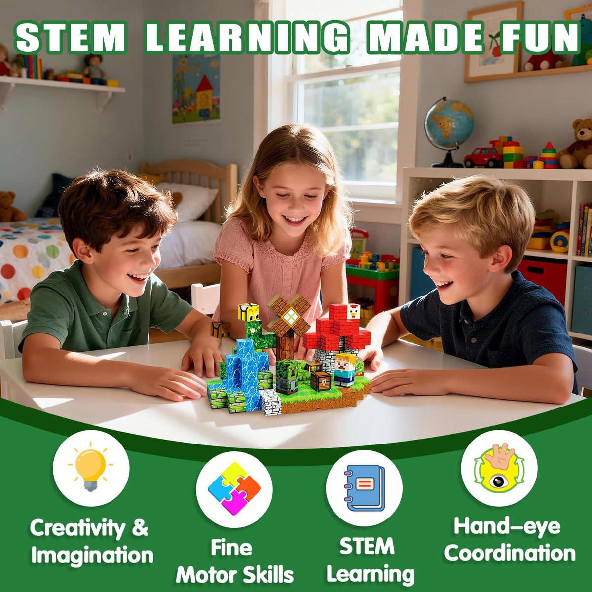SSAWER Magnetic Blocks Toys for Kids, 100PCS 0.8in Magnetic Building Blocks, Magnetic Cubes, Sensory Stacking Toys for STEM Constructions Magnet Blocks for Boys Girls Age 4 5 6 7 8-12 Birthday Gifts