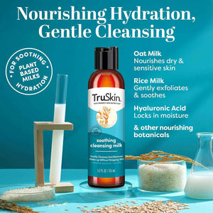 TruSkin Soothing Cleansing Milk with Rice & Oat Milk, 5 fl oz - With Hyaluronic Acid to gently remove makeup, cleanse and hydrate sensitive skin without stripping moisture