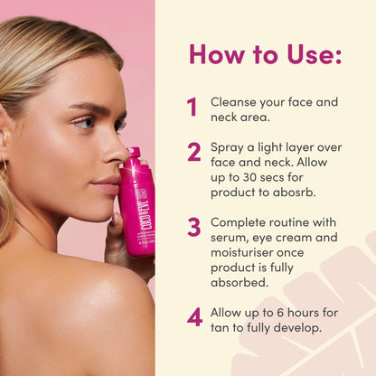 Coco & Eve Face Tanning Micromist - Sunless Facial Self Tanner Ultra Fine Mist for Face