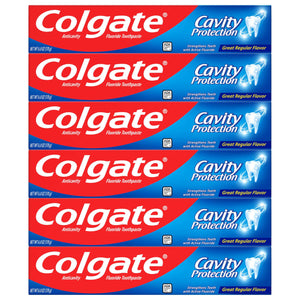 Colgate Cavity Protection Toothpaste with Fluoride, Minty Great Regular Flavor, Anti Cavity Toothpaste, 6 Pack, 6 Oz Tubes