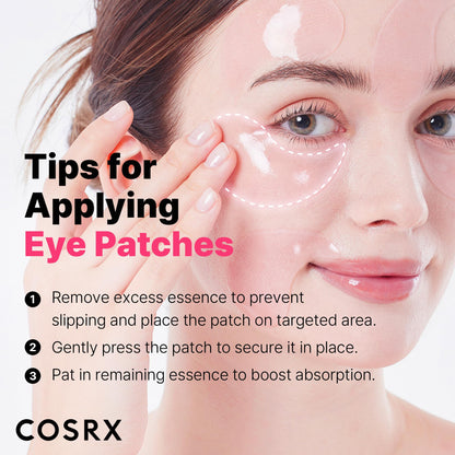COSRX Pink Peptides Collagen Hydrogel Eye Patch - 60 Patches - Revitalizing Under Eye Mask for Dark Circles & Puffiness