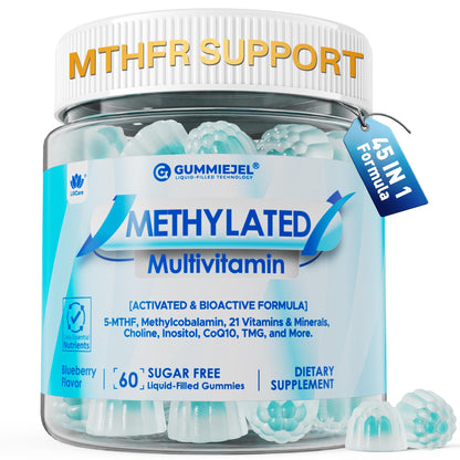 Methylated Multivitamin for Men & Women Gummies + Greens & Mushroom Blend, Methylfolate & B12, TMG, Choline, Daily Vitamin A, C, D3K2, E, B Complex, Coq10, ALA for Overall Wellness, Sugar Free, 60 Cts