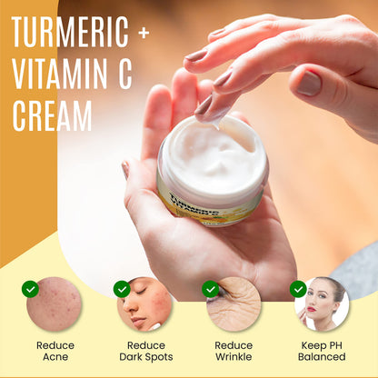 DERMAXGEN Turmeric Complete Glow Boosting Set - Anti-Aging, Acne Control & Pore Refining - Includes Turmeric Mask, Serum, Cream & Cleanser (Set of 4)
