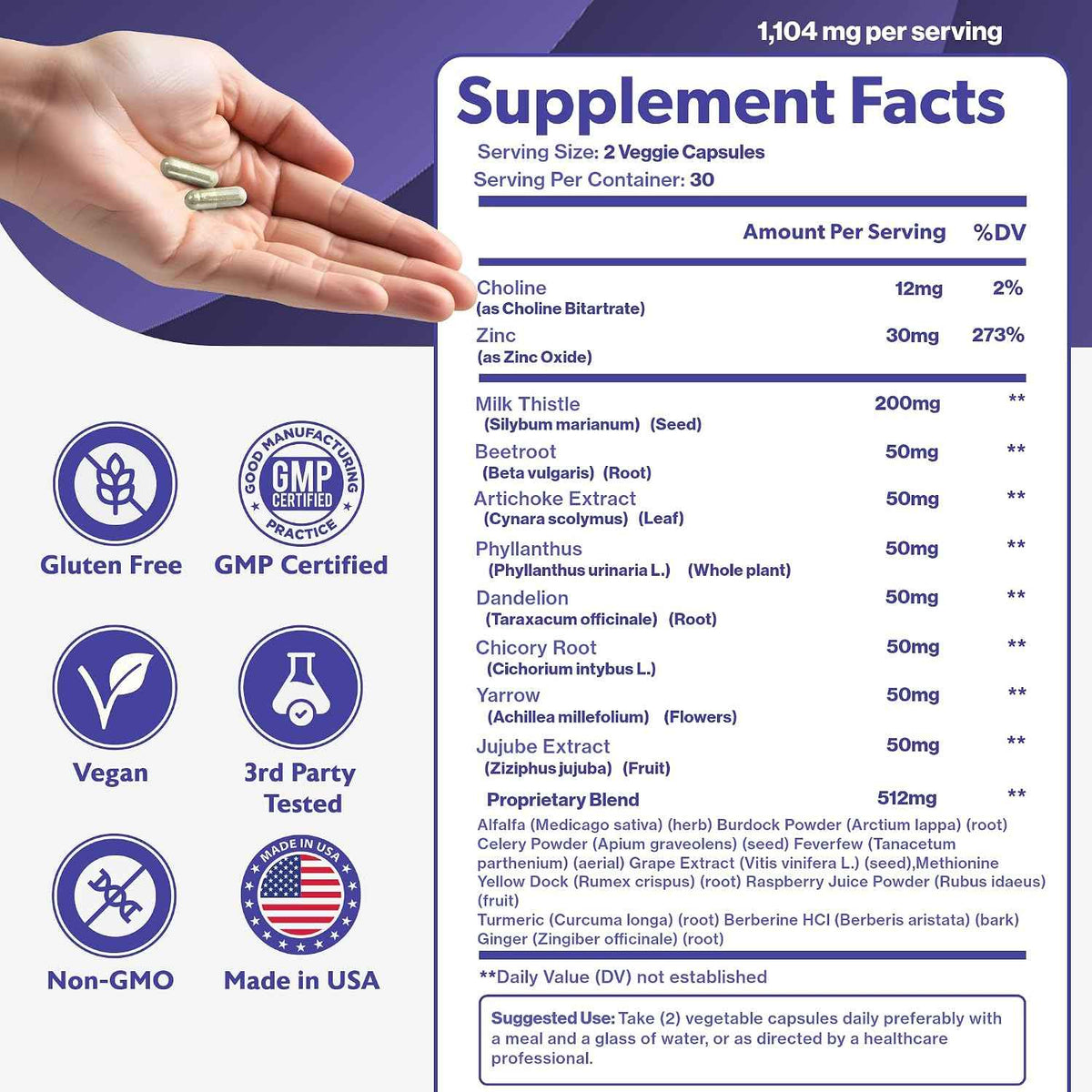 Happee Liver Cleanse Detox & Repair Supplement with Milk Thistle Extract - Flush Toxins & Renew Health - Vegan, Made in USA, 60 Capsules