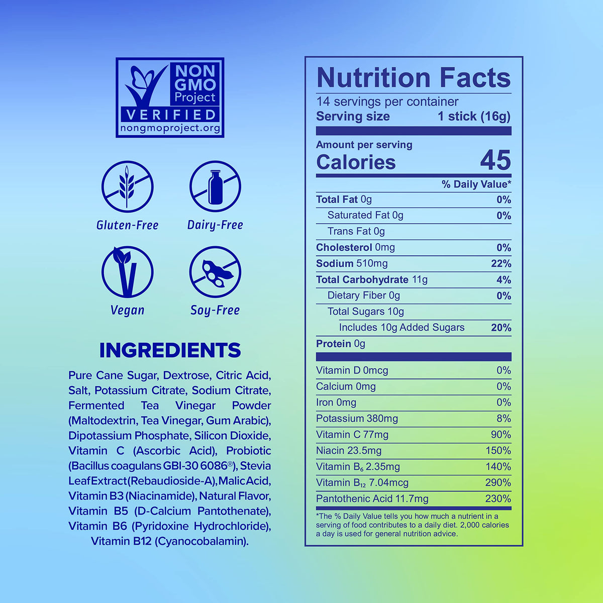 Liquid I.V. Hydration Multiplier + Probiotic Kombucha - Tart Green Apple - Hydration Powder