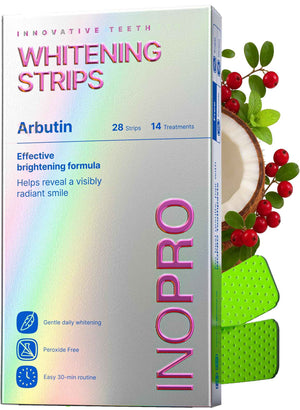 InoPro Teeth Whitening Strips 14 Treatments Kit - Enamel Safe Teeth Whitener, Peroxide-Free, Green White Strips
