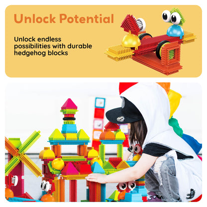 PicassoTiles 240pcs Hedgehog Interlocking Building Shape 3D Blocks, STEAM Educational, Creative, Fun Construction Playset, Sensory Toy Gift for Preschool and Kindergarten Kids, Ages 3 and Up, PTB240