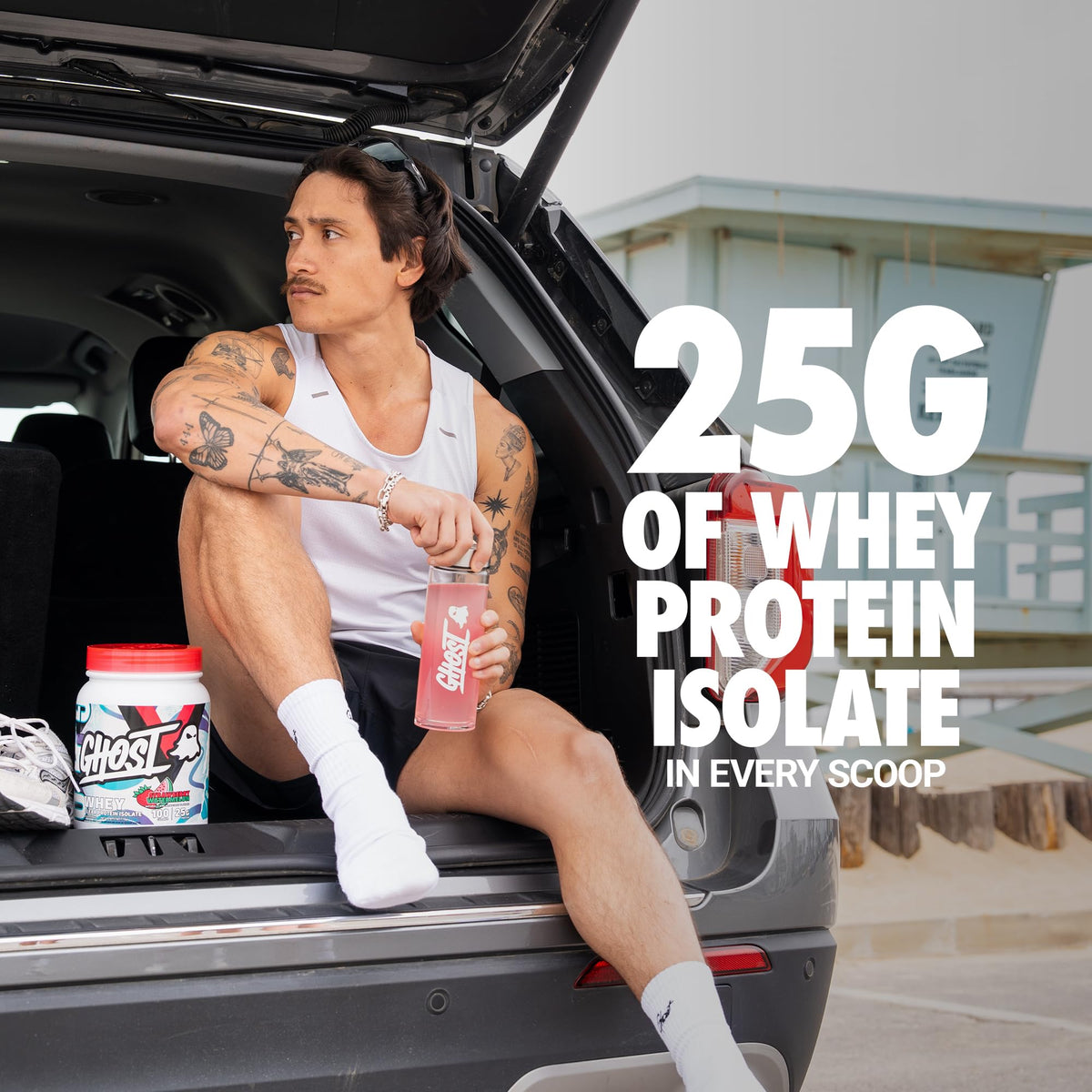 GHOST Clear Whey Isolate Protein Powder, Blue Raspberry - 1.4 LB Tub, 25G of Whey Protein - Post Workout Drink for Muscle Gain & Recovery - Sugar Free, Soy Free & Zero Fat, 20 Servings