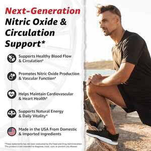 10X Health Nitric Oxide Supplement - 60 Vegan Capsules - Beetroot Extract Supplement: Beetroot Extract & Noxa24, 24-Hour Circulation Support, Vegan