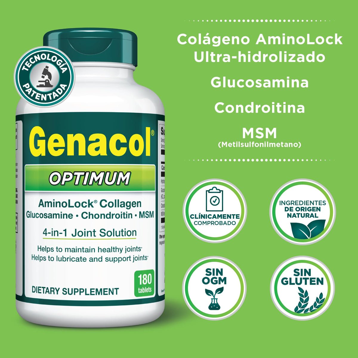 Genacol Optimum – Glucosamine, Chondroitin, MSM & Collagen, 60-Day Supply