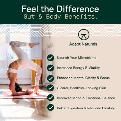 Adapt Naturals 4-in-1 Biome Protect Prebiotics, Probiotics, Postbiotics - & Polyphenols Supplement for Microbiome - Supports Immune & Gut Health, & Mental Clarity for Women & Men - 30 Day Supply