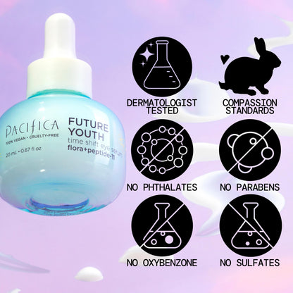 Pacifica Future Youth Time Shift Eye Serum - Lifting & Firming Peptide Treatment for Fine Lines & Dark Circles (0.5 fl. oz)