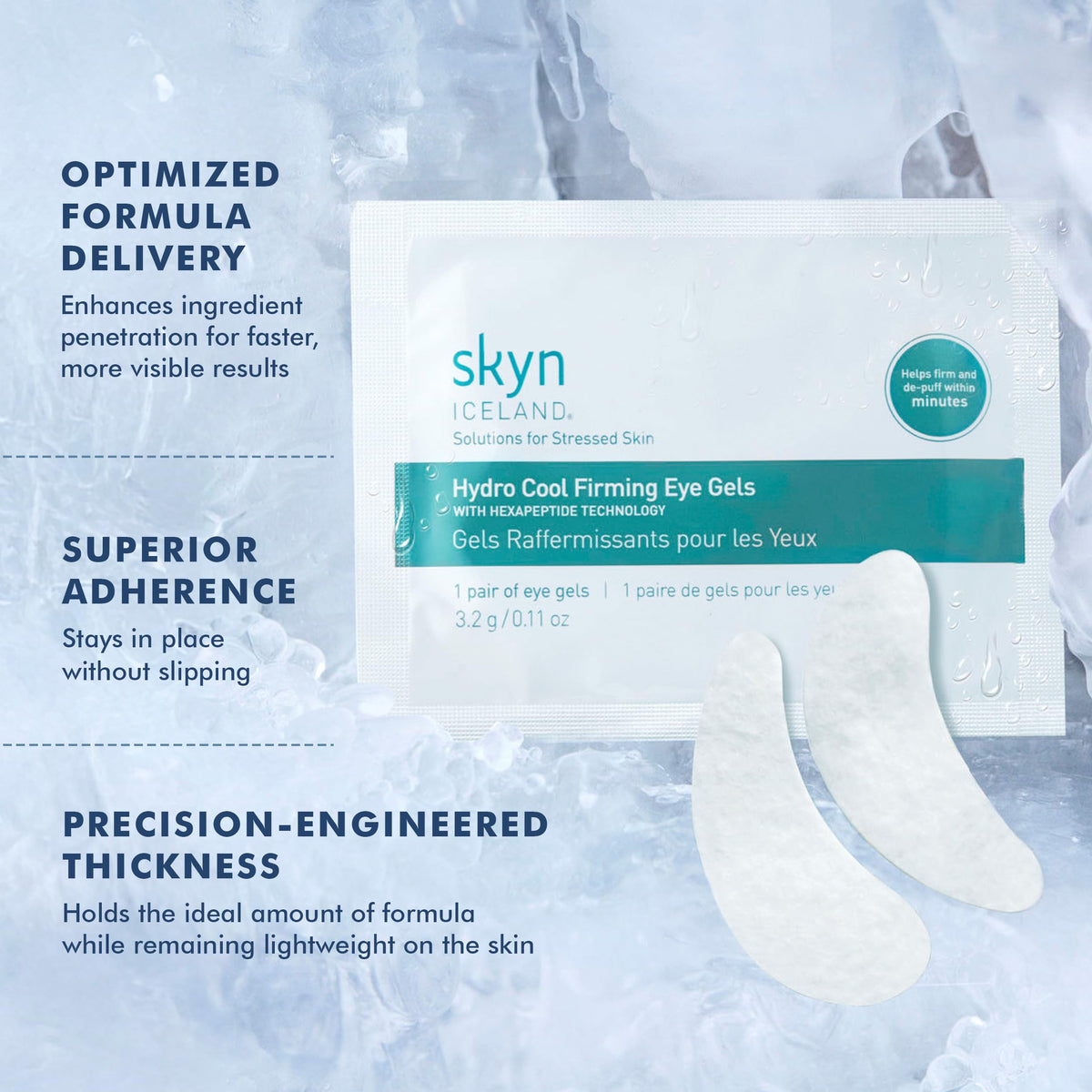 Skyn ICELAND Hydro Cool Firming Under Eye Patches (4 Pairs) – Instant 10-Minute Cooling & Firming Eye Gel Mask | Anti-Wrinkle & Depuffing