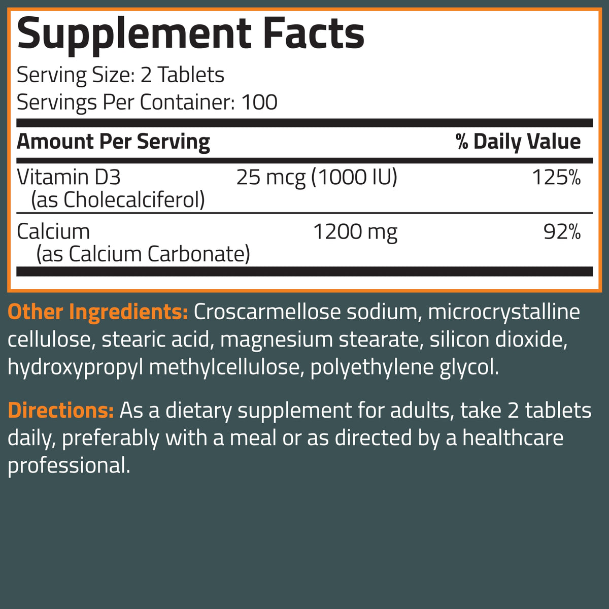 Bronson Calcium 1200 mg + Vitamin D3 1000 IU for Bone Health, 120 Tablets - High Potency Formula, Non-GMO, Gluten-Free & Soy-Free