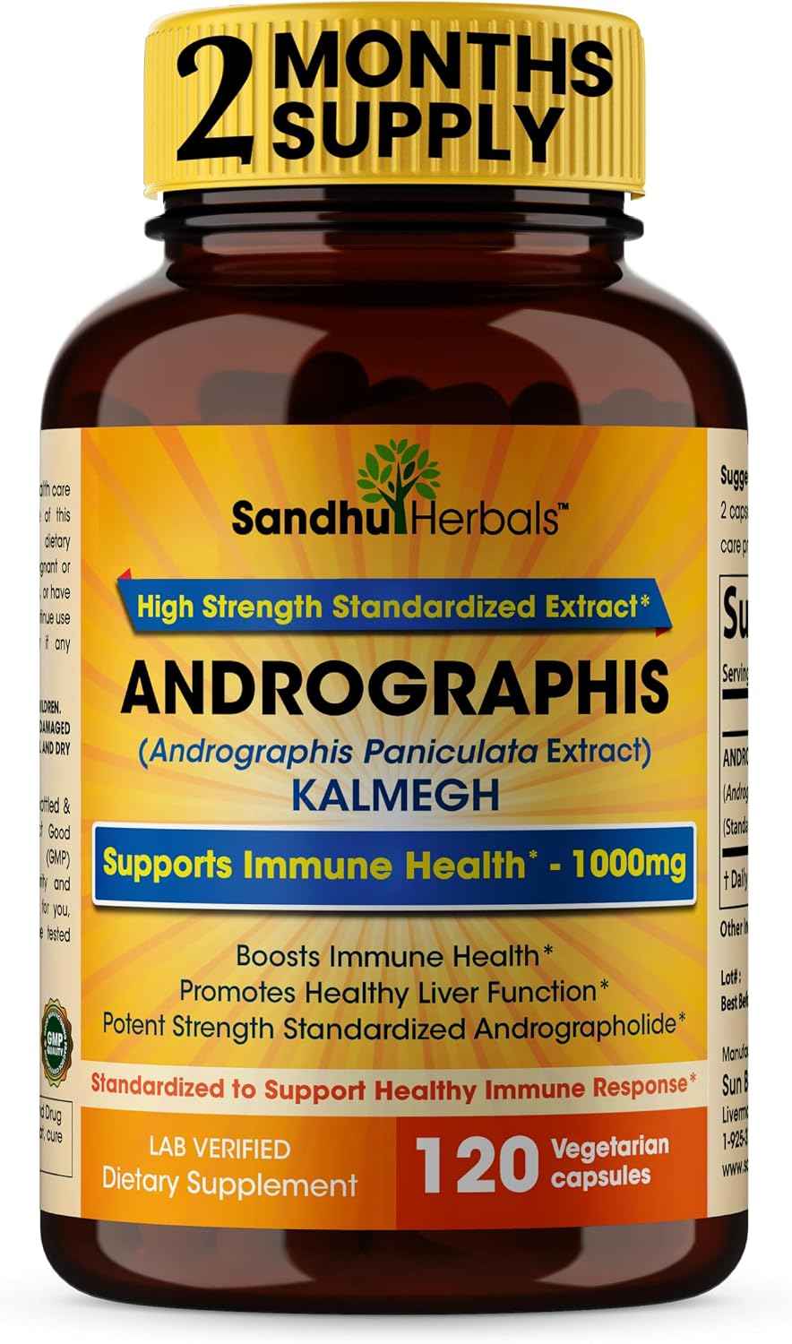 Andrographis Paniculata Kalmegh for Immune and Liver Health Support - 120 Vegetarian Capsules, 2 Months Supply - Ayurvedic Herbal Vegetarian Supplement Complex