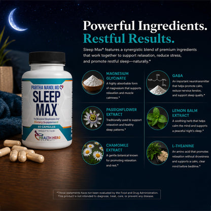Dr Nandi Sleep Max – Magnesium & GABA Sleep Support – 60 Capsules