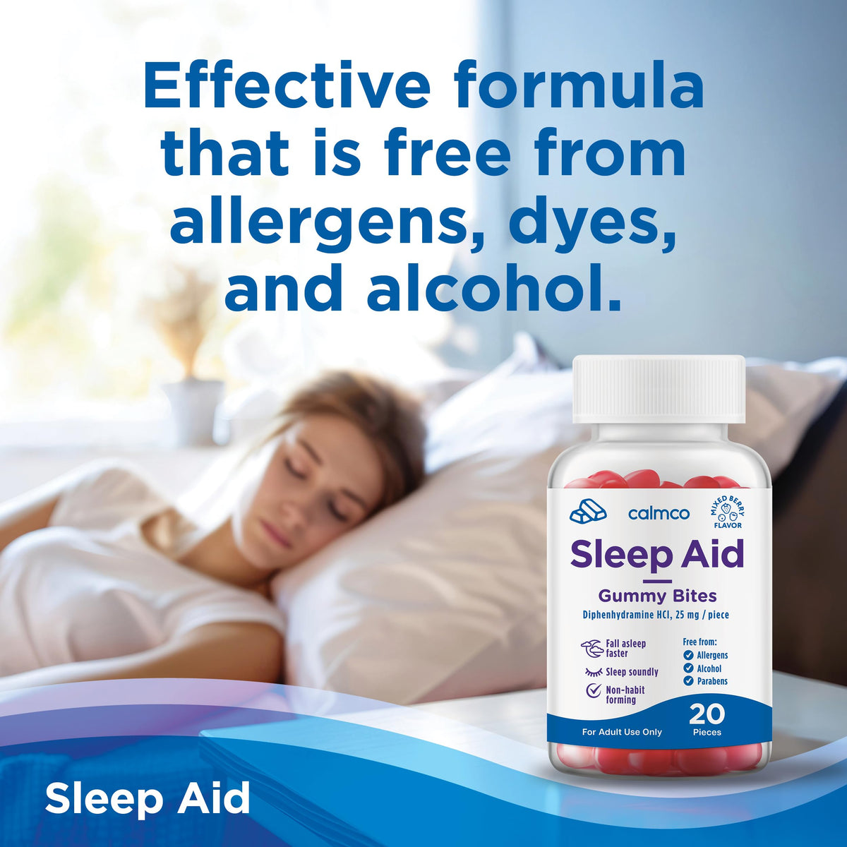 CalmCo Adult Sleep Aid Gummy Bites, Mixed Berry Flavor, 20 Count
