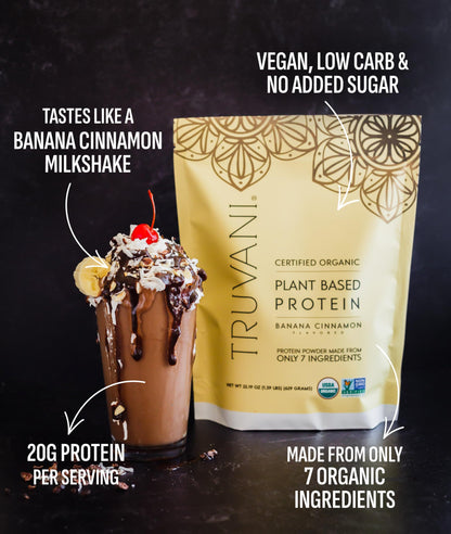 Truvani Organic Plant Based Protein Powder - Strawberry - 10 Servings - Vegan - 20g Pea Protein - Single Serving Travel Packets - Keto - Gluten & Dairy Free - Low Carb