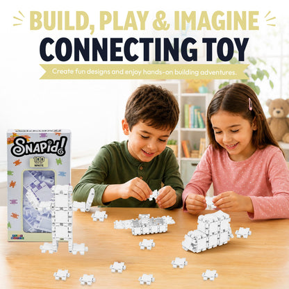 Play Build 100 Piece White Snap Connecting Building Toy Set for Kids