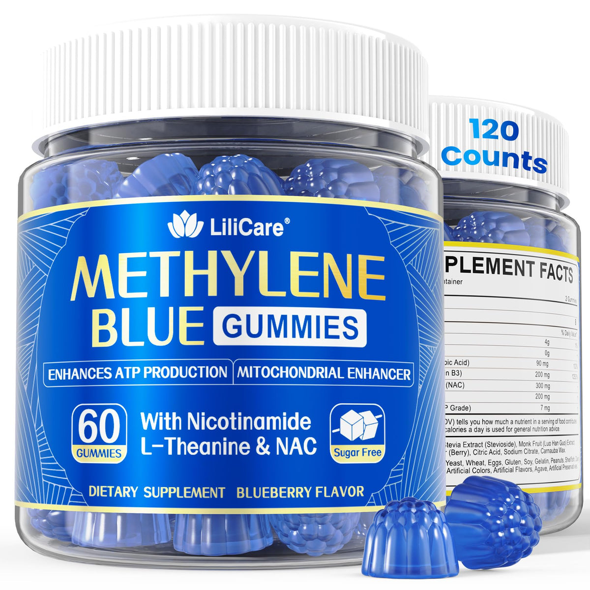 LILICARE Methylene Blue Gummies for Humans - Fast-Absorbing, Vegan, 120 Counts