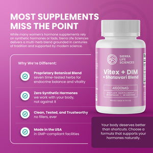 SIERRA LIFE SCIENCES Hormonal Balance Blend for Women – Vitex, DIM, Shatavari + Adaptogenic Support – Menstrual & Menopause Relief – Vegan, Clean-Label Formula – 4600mg – (Pack of 2) SIERRA LIFE SCIENCES buy supplements Au