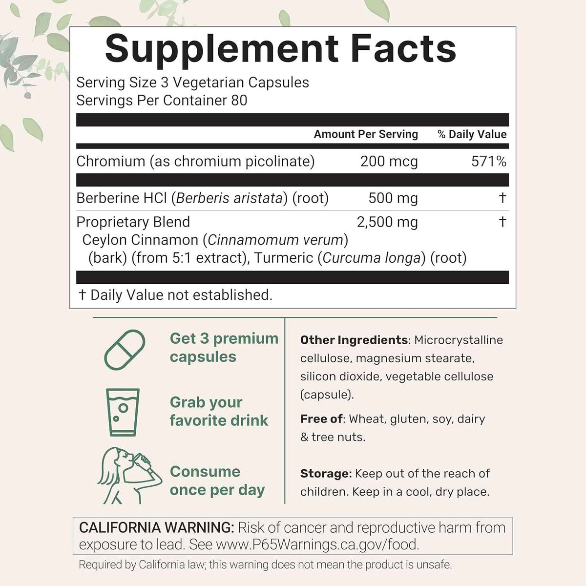 Micro Ingredients Berberine with Ceylon Cinnamon, 240 Veggie Capsules - High Absorption Berberine HCI Supplement + Turmeric Root & Cinnamon Bark Extract - Non-GMO, Gluten Free