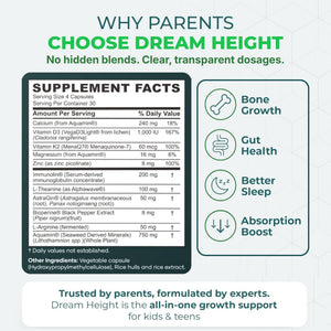 Moddy's Nutrition DreamHeight Growth Supplement for Kids & Teens, Bone, Immune & Sleep Support, Clinically Studied Formula, 120 Small Easy-to-Swallow Capsules Moddy's NutritionBuy Supplements Australia