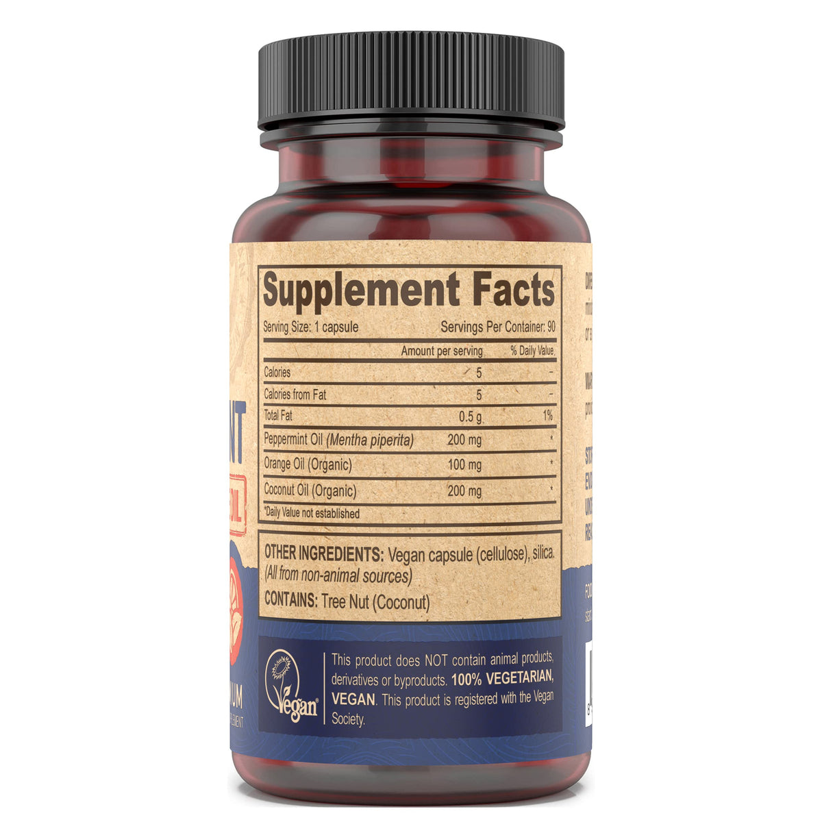 DEVA Nutrition Premium Vegan Peppermint Oil with Orange Oil, Delayed Release, 90 Capsules, 1-Pack