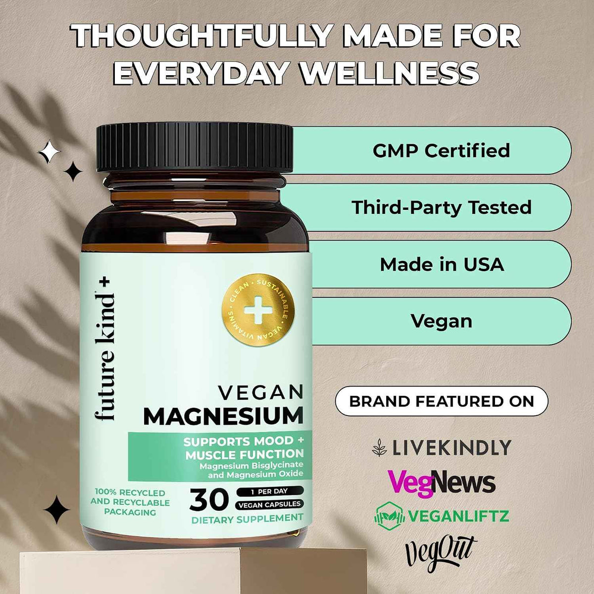 200mg Chelated Magnesium Glycinate Supplement for Women & Men - Muscle & Nerve Function - High Absorption Magnesium for Sleep Support & Energy Metabolism - 30 Vegan Capsules