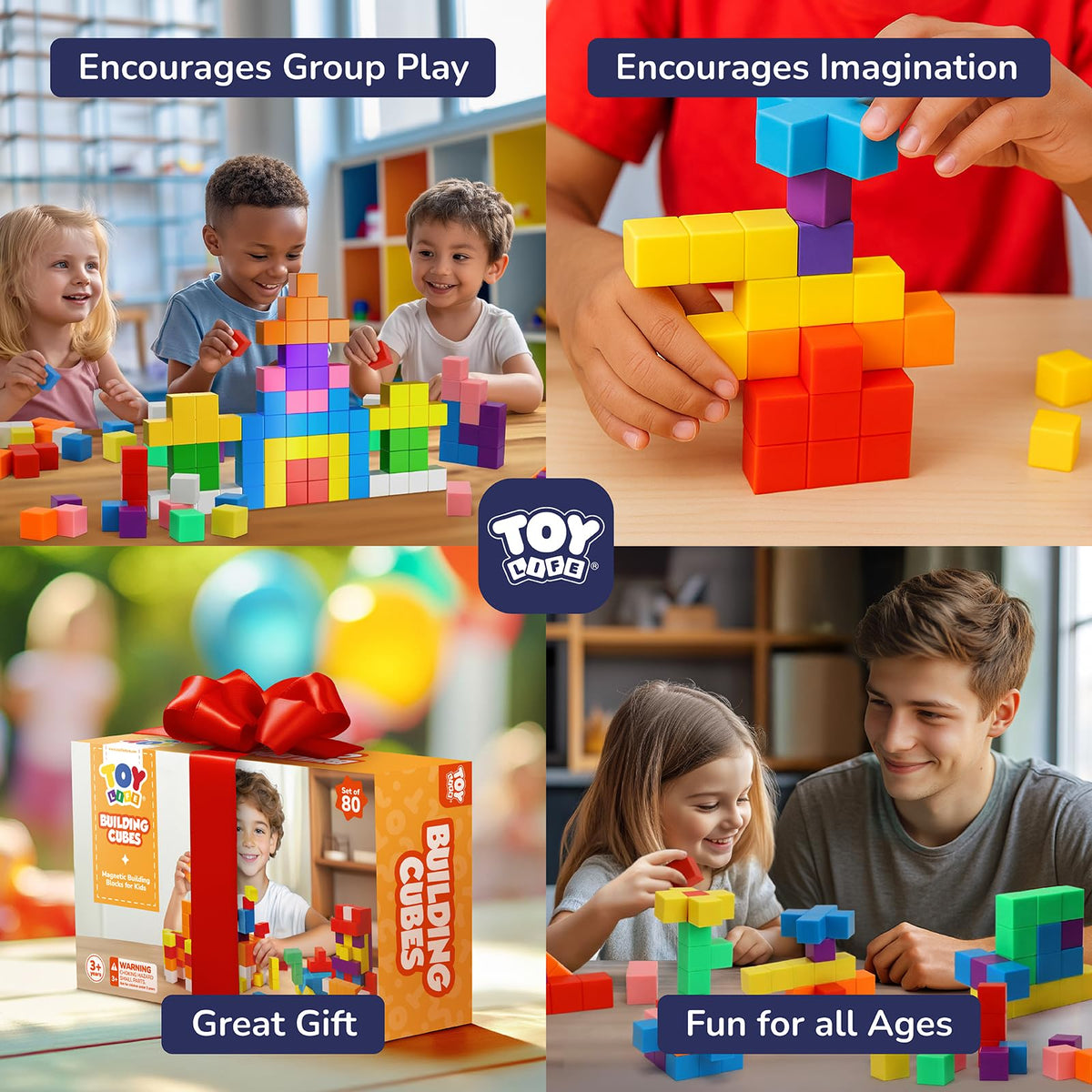 TOY Life Primary Magnetic Blocks, 80-Piece STEM Set, Ages 3-8