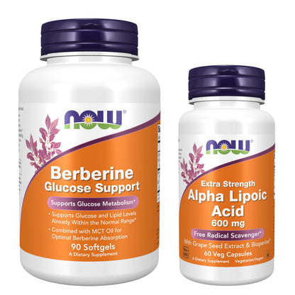 Now Foods Glucose & Metabolic Support Bundle* - Berberine + ALA Supplements