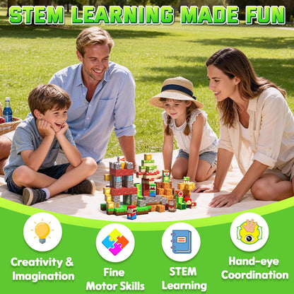 SSAWER Magnetic Blocks, 100PCS Magnetic Building Blocks, Stacking Magnetic for Kids, Sensory Toy for STEM Constructions Magnetic Blocks for Boys Girls Age 3+, Holiday Birthday Gifts