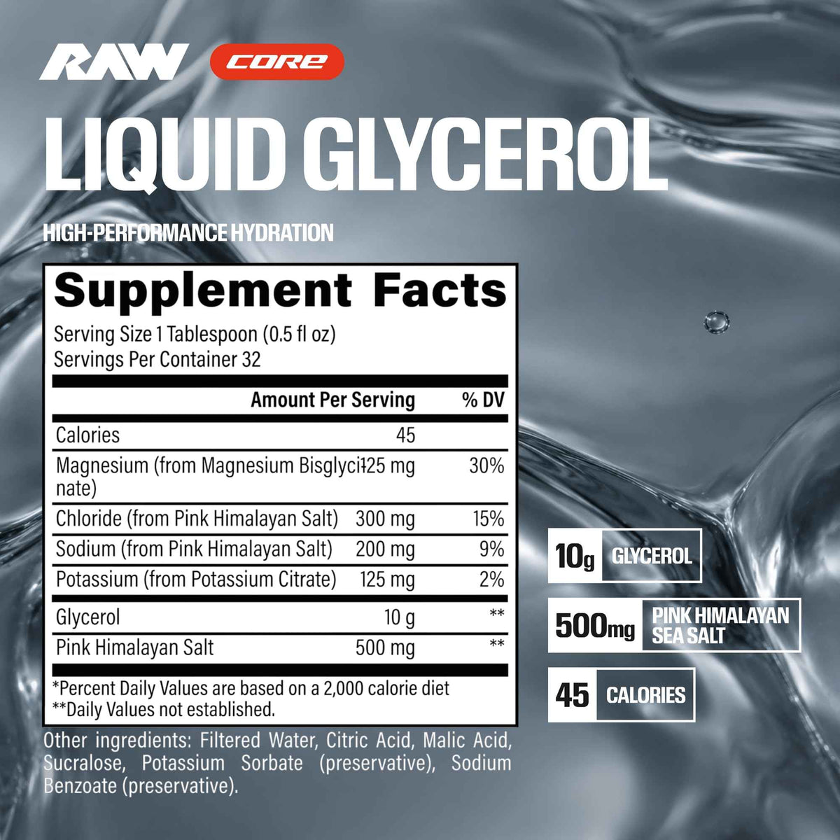 RAW Liquid Glycerol Workout Supplement, Liquid Glycerol Supplement for Enhanced Pumps, Increased Muscle Fullness, Endurance & Hydration - Pre-Workout for Men & Women, 32 Servings (Strawberry Slush)