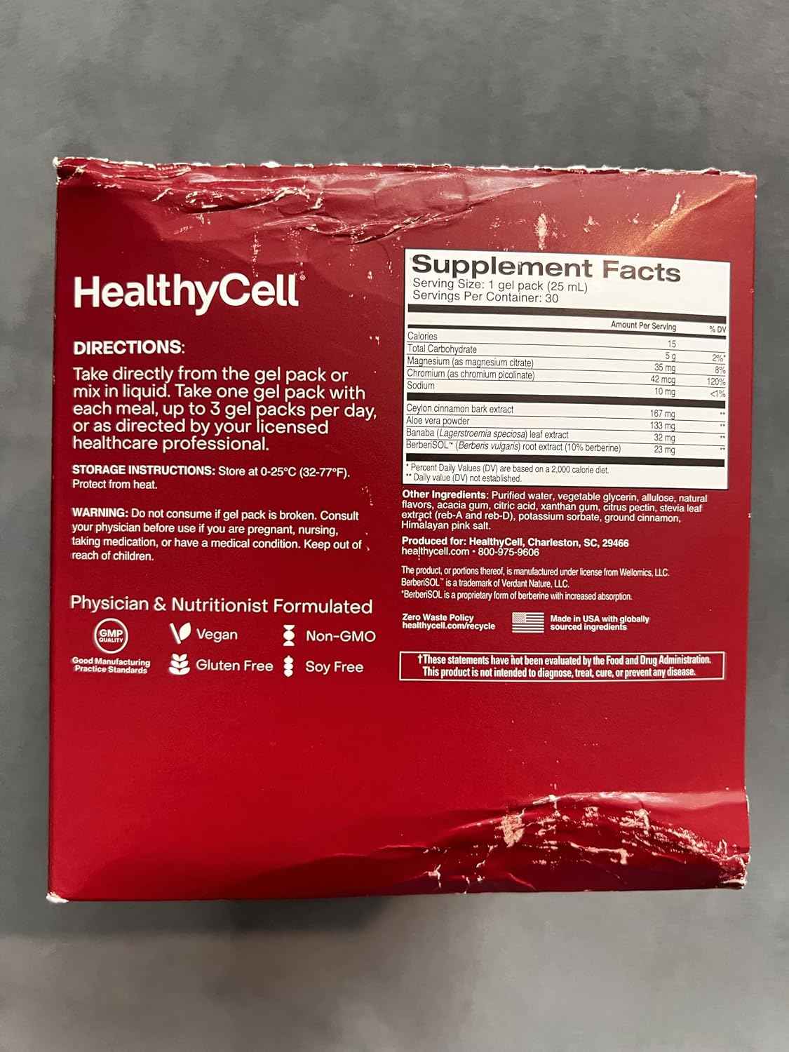 Healthycell Glucose Support Supplement to Support Balanced Blood Sugar - Berberine, Cinnamon & Chromium for Healthy Insulin Function & Proper Glucose Metabolism - 30 Gel Packs, Apple Cinnamon Flavor