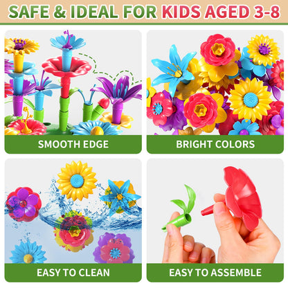 Garbo Star Girl Toys for 3 4 5 6 Year Old Girls Birthday Gift, Flower Garden Building Toys Set for Girls Toddlers Kids Ages 3-5, Building Educational Stem Toys