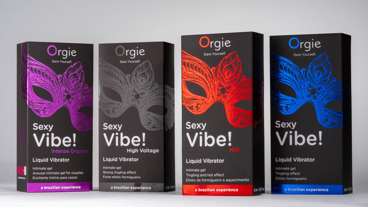 Orgie Sexy Vibe Hot Kissable Arousal Gel – Tingling & Warming Effect with Strawberry Flavor – 0.5 fl oz (15 ml)