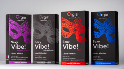 Orgie Sexy Vibe Hot Kissable Arousal Gel – Tingling & Warming Effect with Strawberry Flavor – 0.5 fl oz (15 ml)