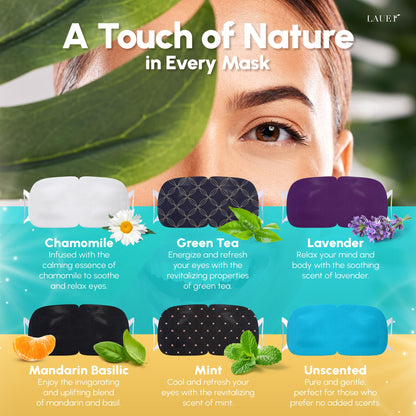 Self-Heating Steam Eye Mask Set - Lavender, Chamomile & More (Multi-Pack)